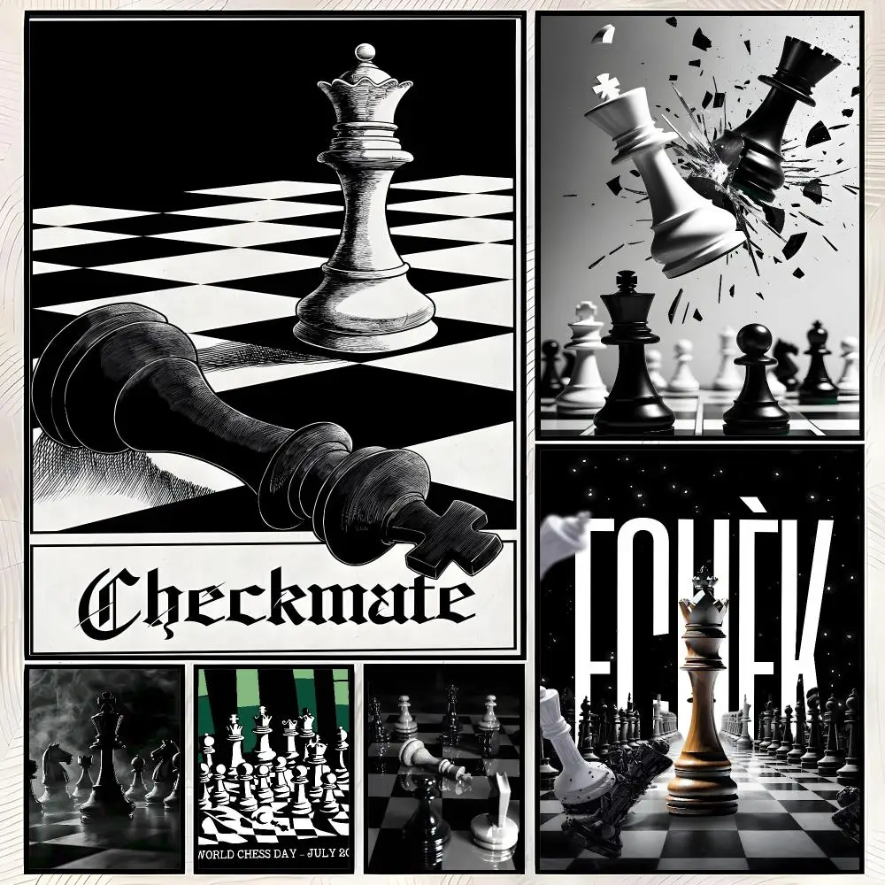 International Chess Poster Self-Stick HD PP paper Wall Art Poster, Waterproof Decor for Bedroom, Living Room and Home