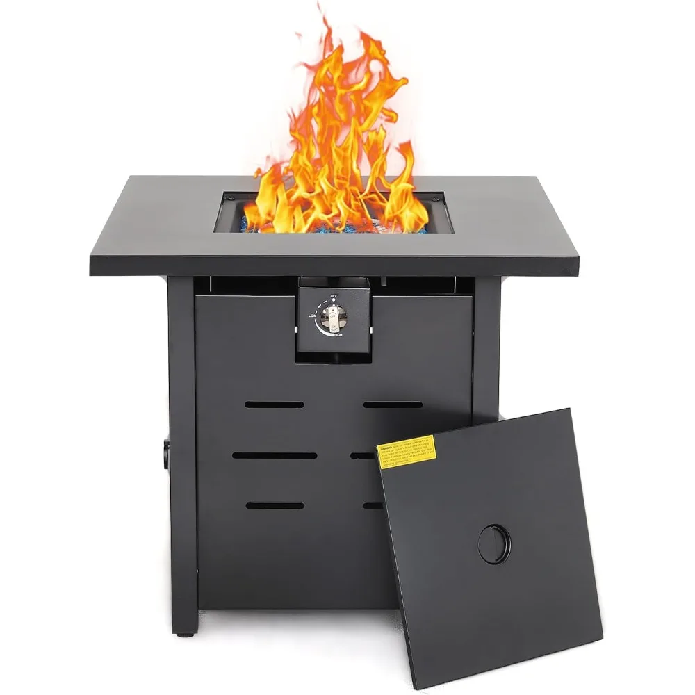 

Valita Gas Fire Pit 28” Propane FirePit Table Adjustable 50,000 BTU with Square Tabletop Coffee Table and Bonfire Pit for Patio