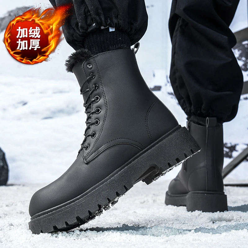 CYYTL Snow Mens Boots Winter Warm Fur Shoes Casual Outdoor Platform Leather Walking Luxury Designer Couple Unisex Chelsea Women