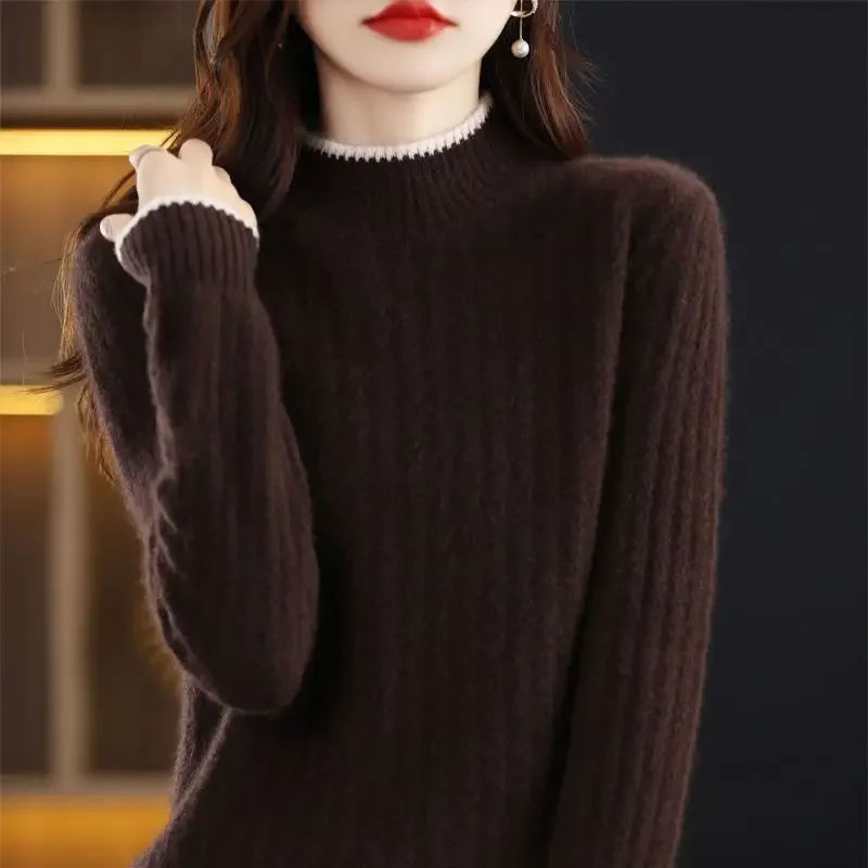 Elegante solide Basic Strick oberteile Frauen Oneck Pullover Langarm lässig schlanke Pullover koreanische Mode einfache schicke Kleidung c187