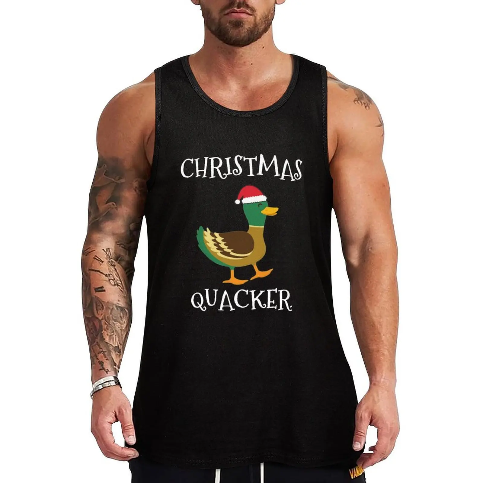 

Christmas Quacker Funny Duck Santa Hat Christmas T-Shirt Perfect for Christmas Gift Stocking Filler Tank Top