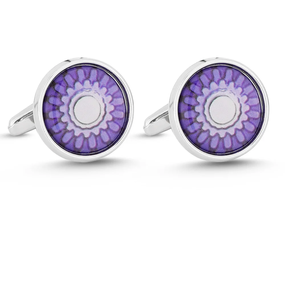 Mysterious Purple Enamel Cufflink Exquisite Cufflinks for Business Wedding Suits Decorative Accessories for Men's Shirts