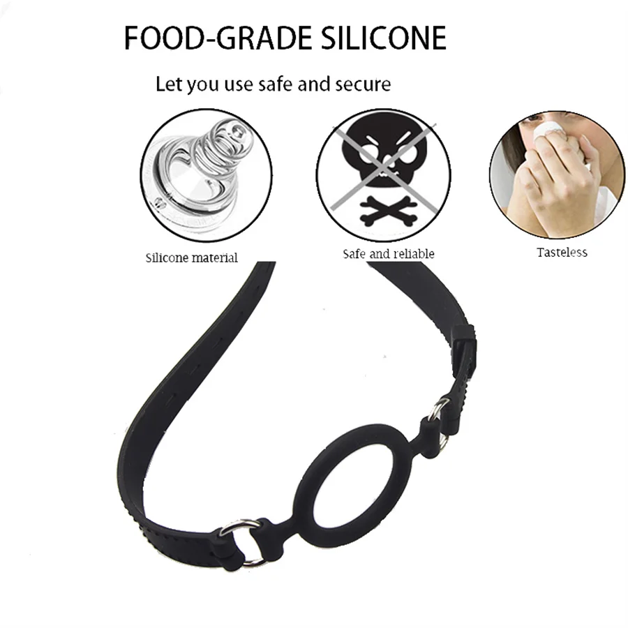 Soft Silicone O Ring Open Mouth Gag Breathable Ring Gag BDSM Bondage Restraints Slave Roleplay Adult SM Couple Flirt Tools