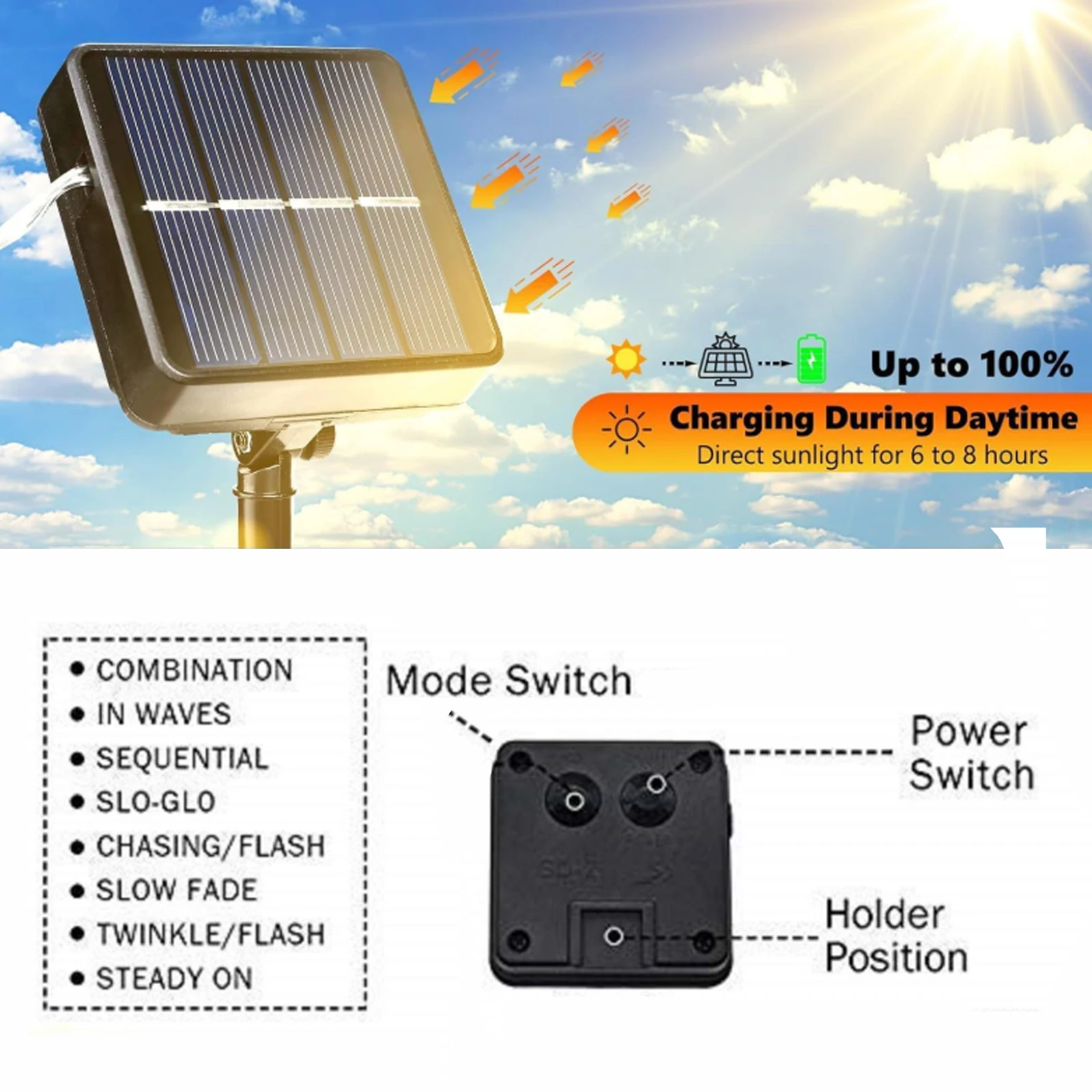 3M Solar Led Fairy Light Outdoor Christmas Lights 8 Modes Firecracker light Copper Wire Waterproof Garden Party Tree Patio Decor