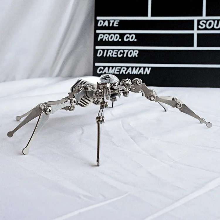Steampunk Foldable Mechanical Spider Clock Decoration Stainless Steel Iron Insect Model Desktop Ornament Durable