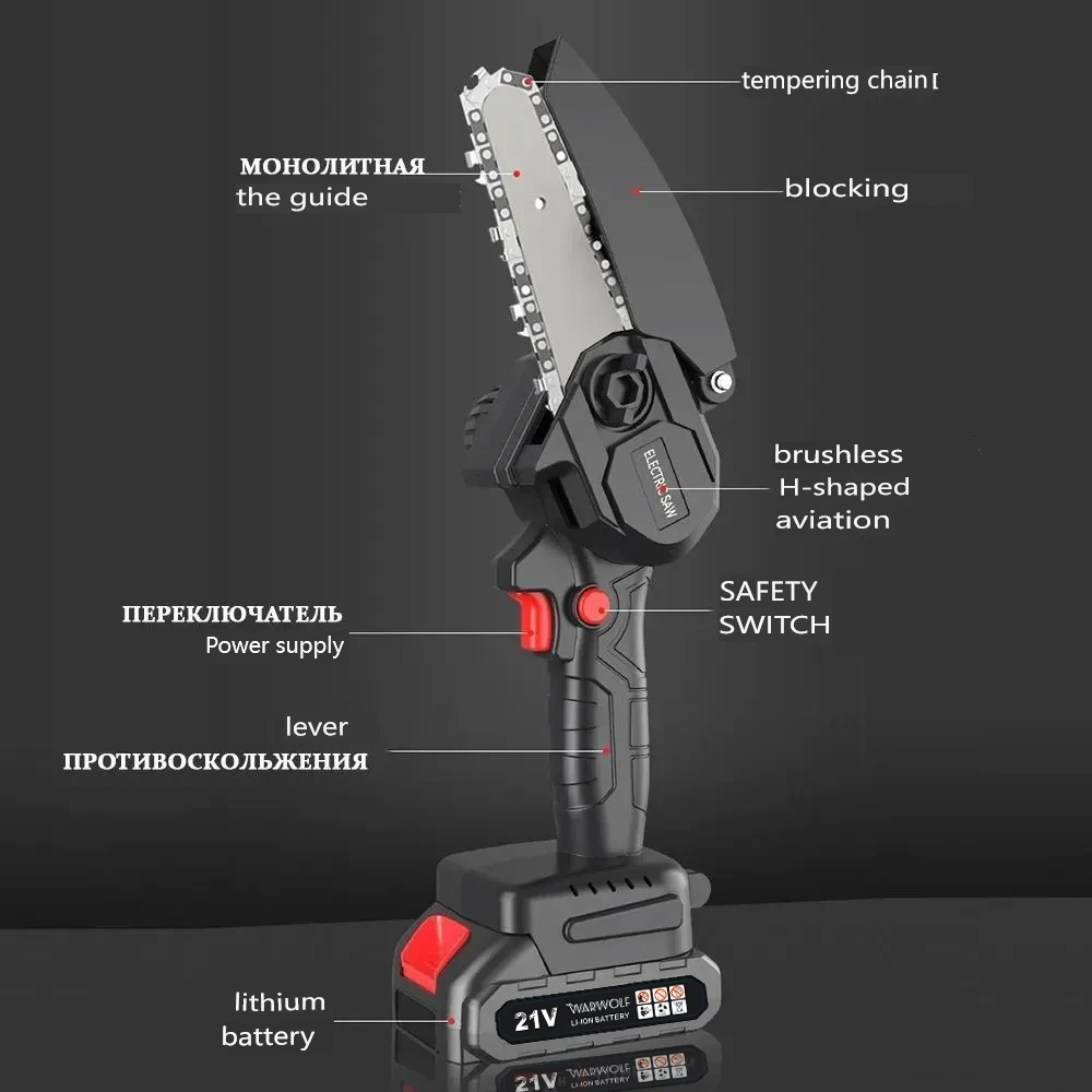 6In Mini Electric Pruning Saw Handheld Rechargeable Saw Small Wood Spliting Chainsaw for Wood Cutting/Tree Trimming Cutting