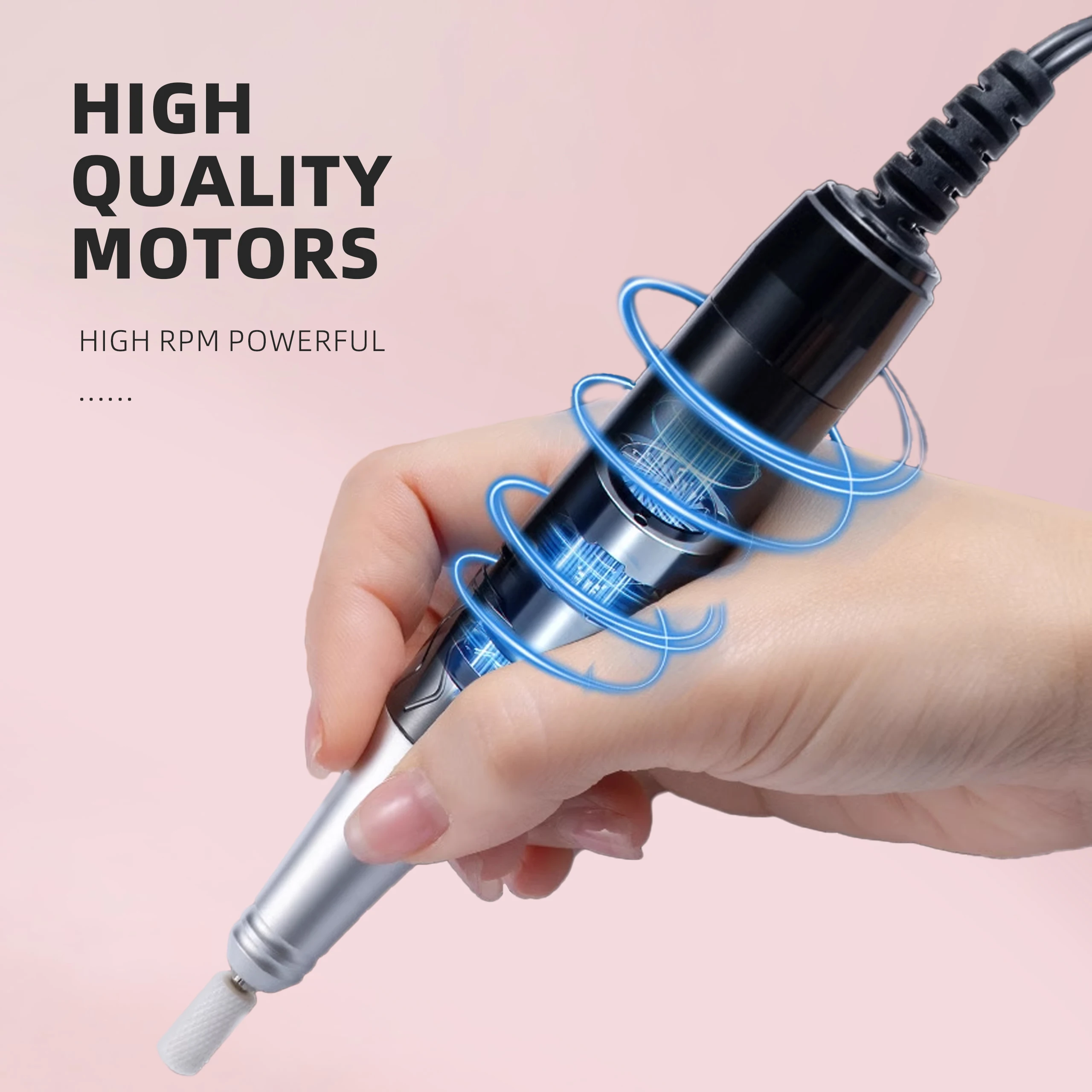 Nail Drill, 35000RPM Professional Nail Efile with Cordless Motor, Portable Electric Nail File Machine for Acrylic, Gel Nails