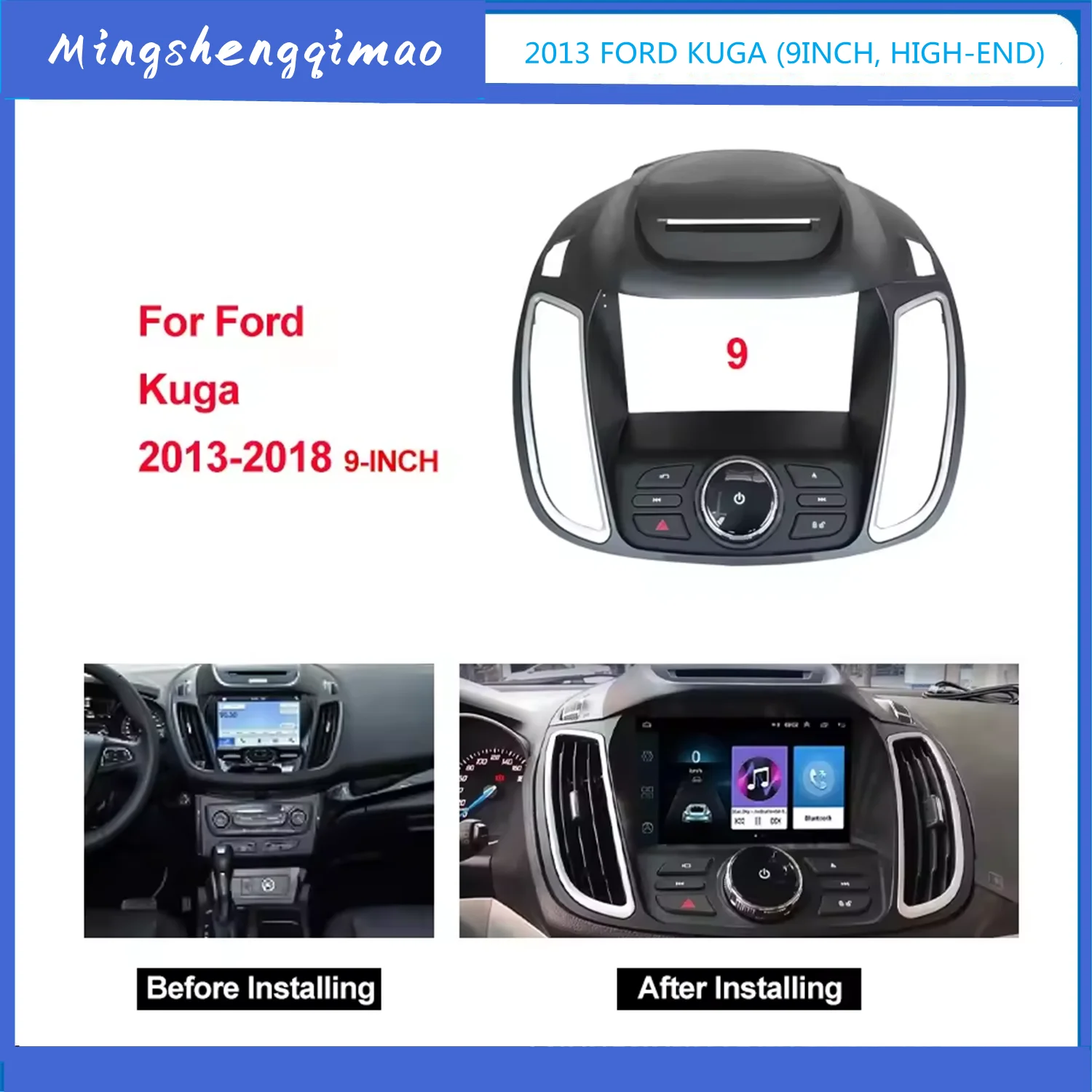 

9 Inch Car Fascia Panel For FORD Kuga 2013-2019 Kuga 2din Dash Mount Installation Double Din Car Radio DVD Frame Install Kits