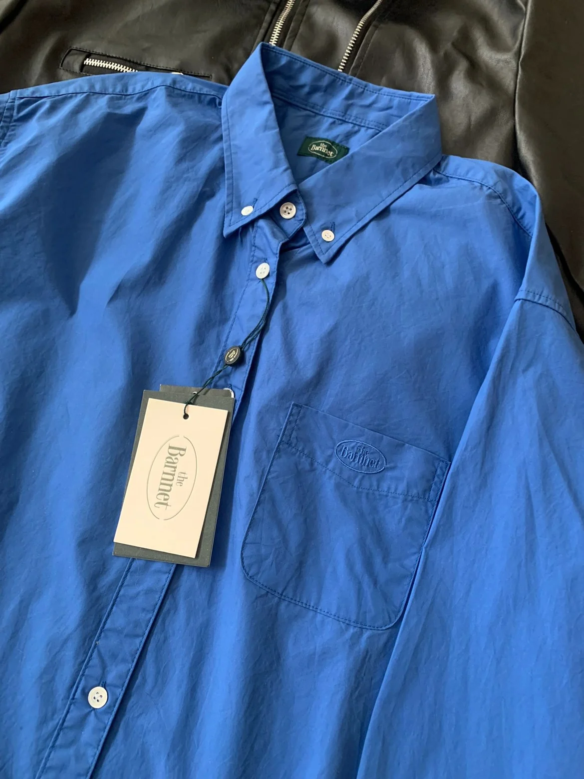 Loose Fit Klein Blue Pure Color Collared Shirt Deep Blue Casual Spring Thebarnnet Women's Premium Fashion Neutral Style Cotton