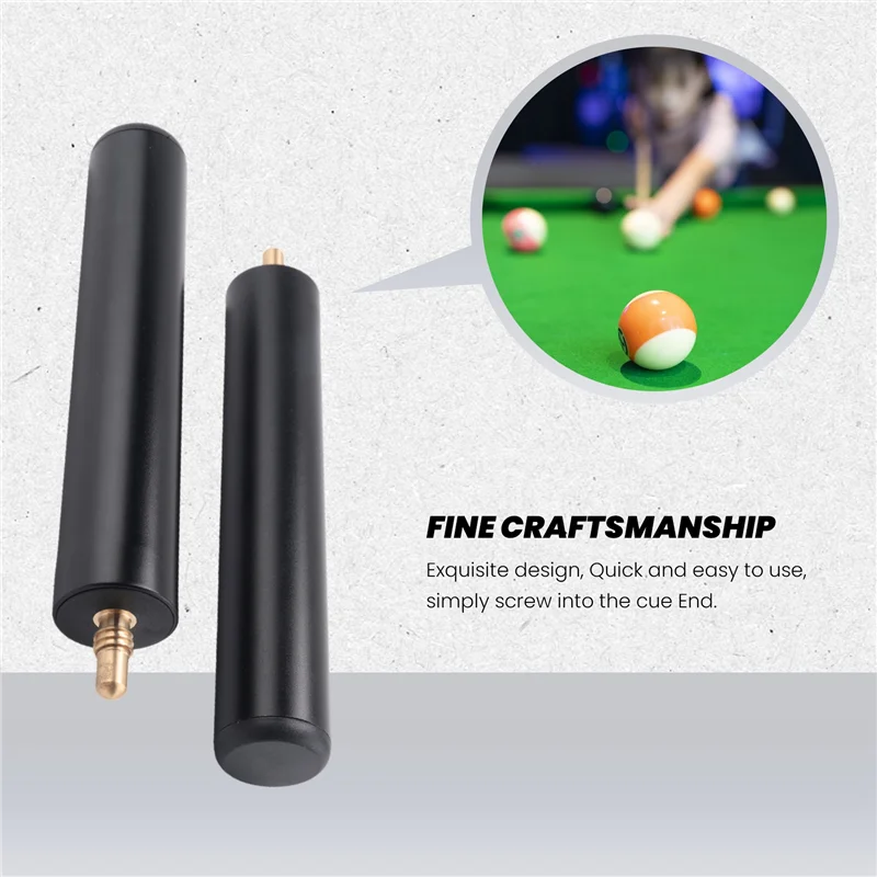Hot AD-2PCS Cue Stick Extender  6Inch Billiards Pool Cue Extension For Billiard Cues Black