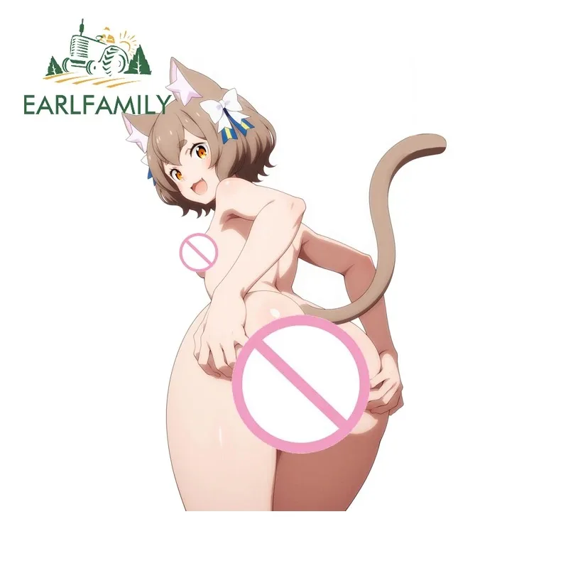 

EARLFAMILY Cat Loli Nice Butt Car Stickers Vinyl Hentai Anime Waterproof Occlusion Scratch Decal Creative Laptop Car Accessories