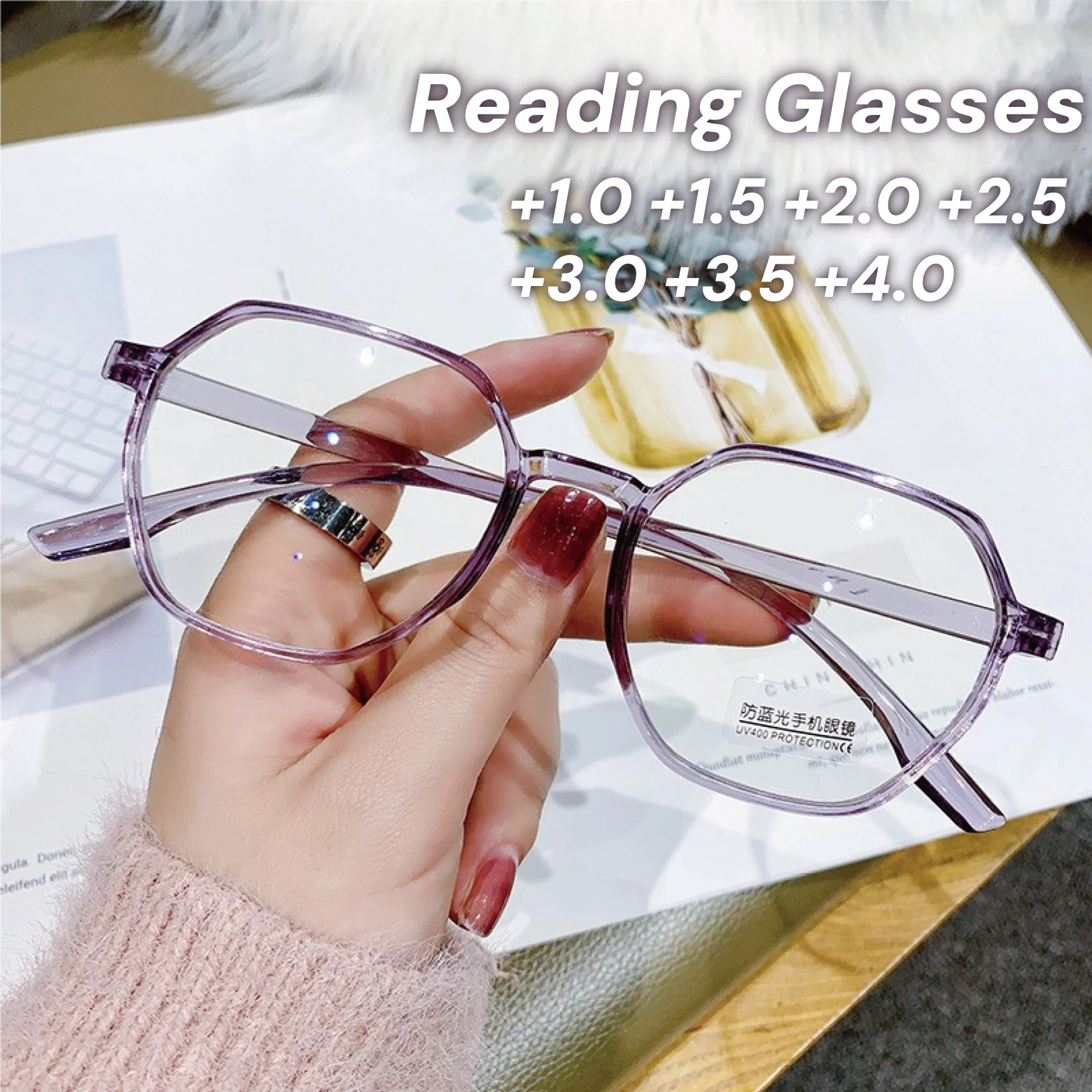 

Fashion Glasses Frames for Women Round Spectacles Reading Glasses Blue Light Blocking Eye Protection Ultra Light Unisex Eyewear