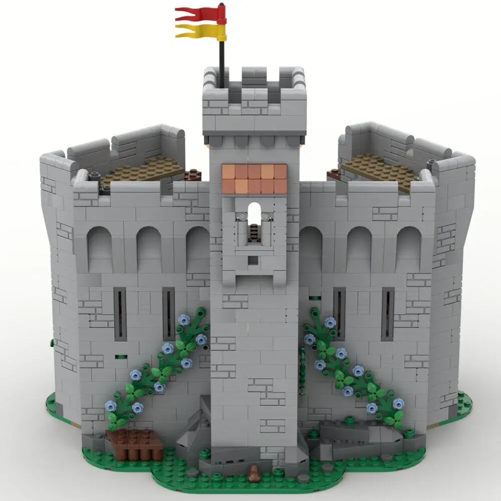 Torre de defensa de castillo Medieval, extensión de pared de Castillo, 1492 piezas, MOC