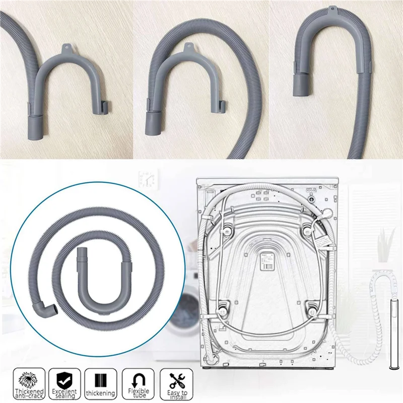 ABUD-2X Washing Machine Hose Drain Hose Washing Machine 2.5M Drain Hose Extension For Washing Machines Dishwashers Dryers