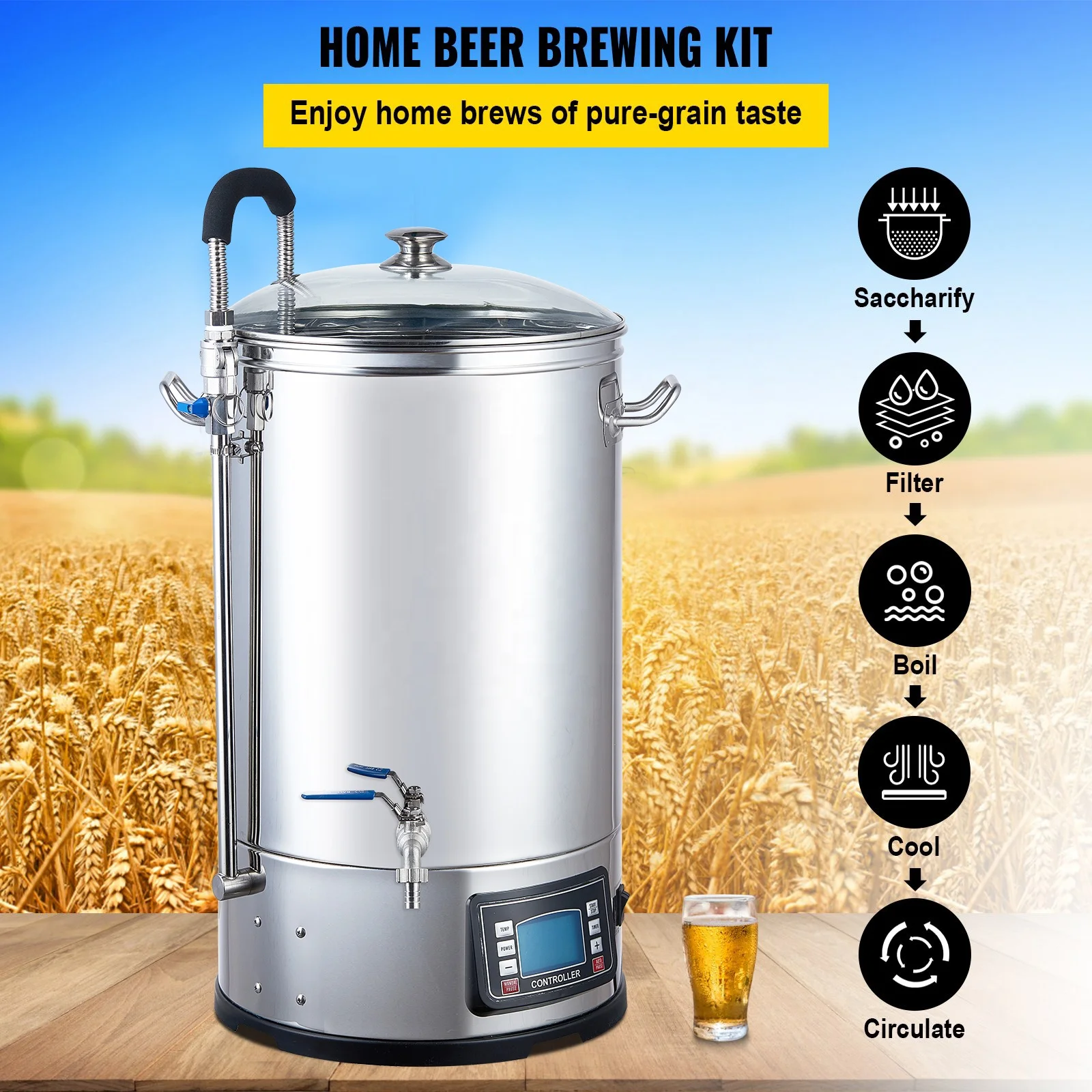 Wholesale High Quality Home Beer Brewing Equipment 70L Fermenter Tank Automatic Beer Making Machine Home Beer Brew Kett