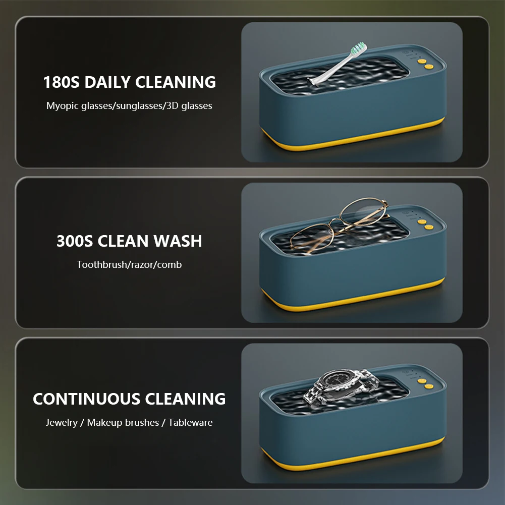 

Высокочастотные вибрационные очистители с 3 режимами и 360-градусной очисткой, многофункциональные для очков/брекетов/расчесок/бритв/кистей для макияжа