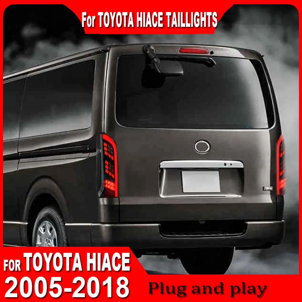A pair taillight For Dedicated Toyota 2005-2018 Hiace Sea Lion LED taillight assembly  modified LED running water steering rear