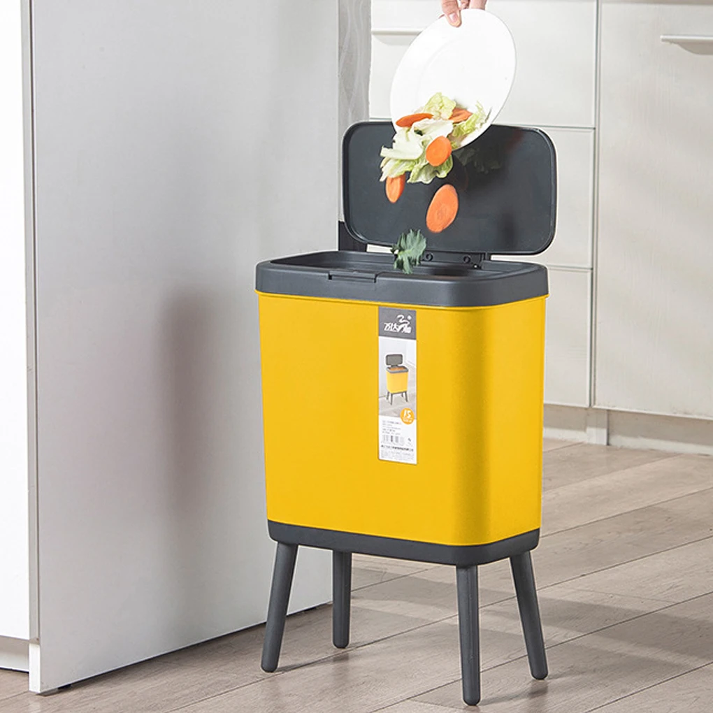 

Multi-purpose Garbage Can With Push Button - Efficient And Durable Slim Bedroom Garbage Bin light green gold