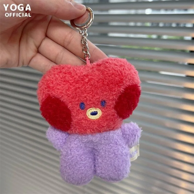 Mini porte-clés en peluche COOKY RJ TATA, pendentif petit animal Bt21, dessin animé, sac à dos, nouveau pendentif beurre, cadeau d'anniversaire Kawaii, 8cm