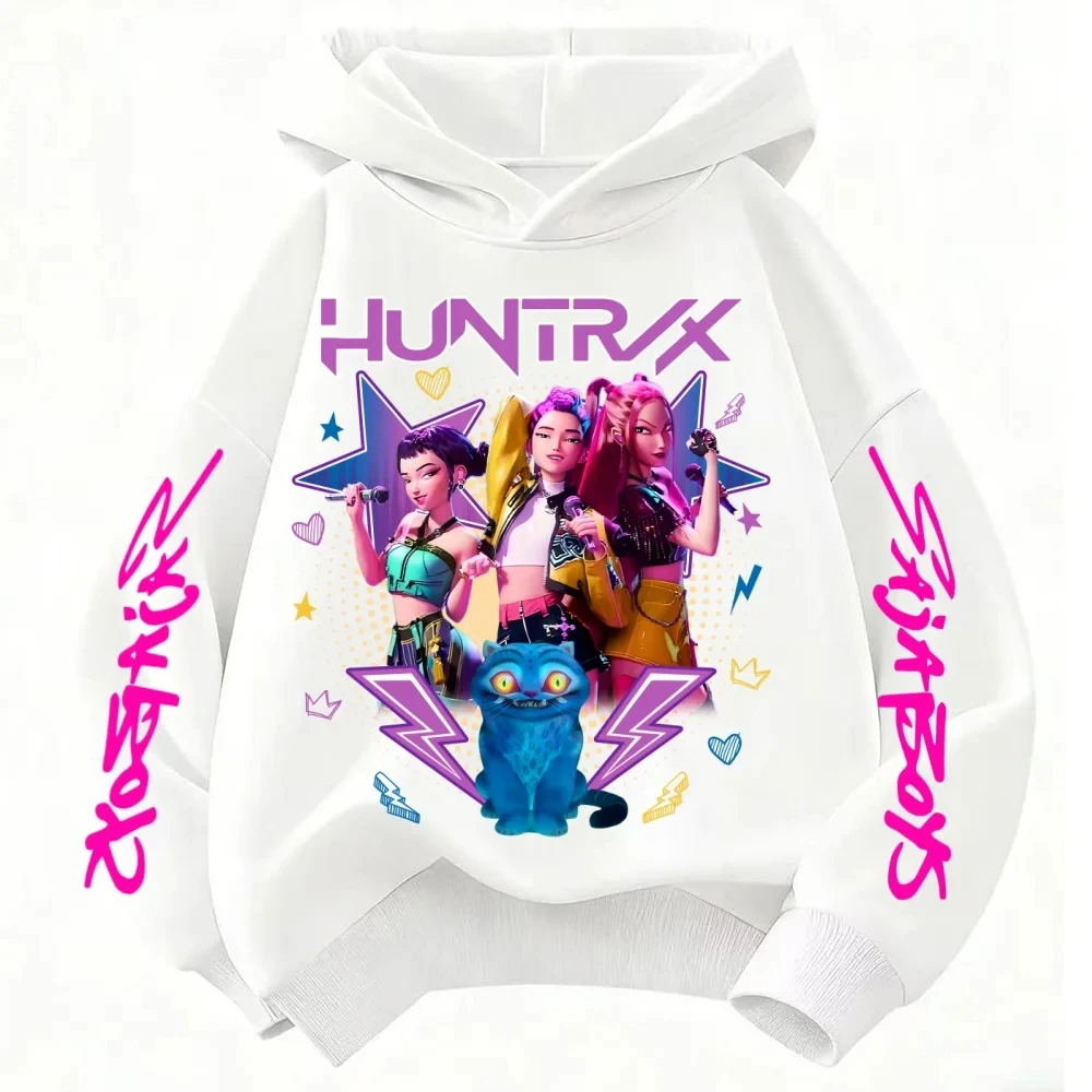 Girls New Purple Sweatshirt  Hunter Rumi Derpy Cartoon Hoodie for Boys and Girls, Warm and Thick, Fashionable Casual Top Printed