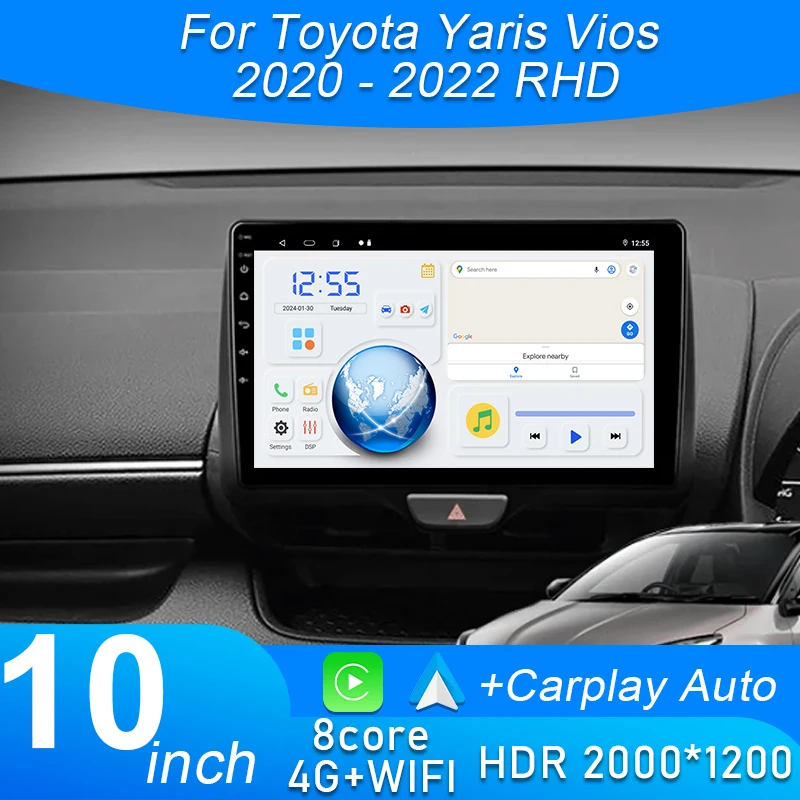 

Android 15 For Toyota Yaris Vios 2020 - 2022 RHD Multimedia Navigation GPS Video Auto Audio Player Car Stereo Carplay Monitor