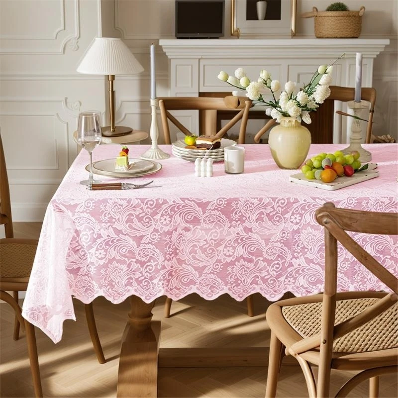 Soft Lace Tablecloth for Romantics Dinners and Home Decorations, Soft Polyester Table Cloth for Outdoor Reception high quality