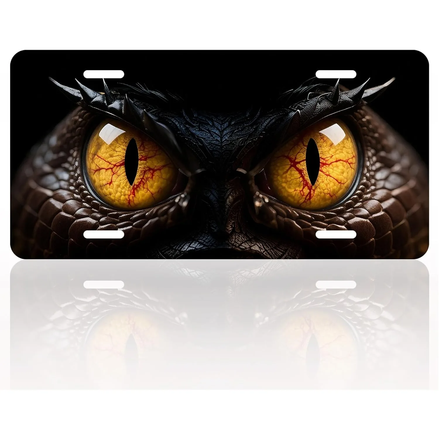 Snake Eyes License Plate Aluminum Decorative License Plate Novelty Vanity Tag Cover with 4 Holes Car Decor Accessory