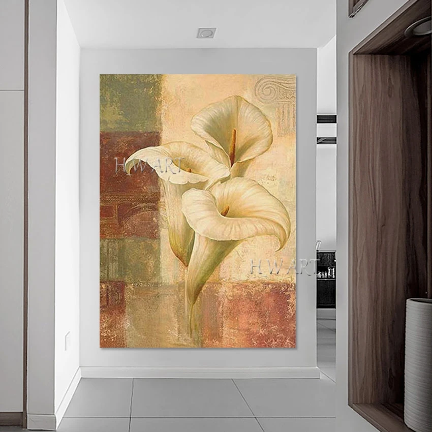 

African Art Wholesale Hotel Decorative Canvas Paintings Frameless Handmade Abstract Beautiful Flowers Picture Floral Wall Mural