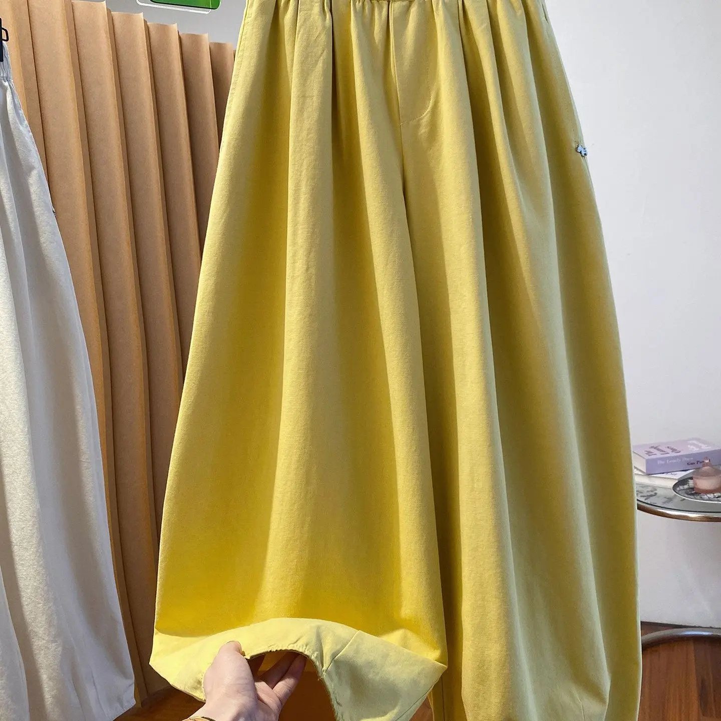 Summer Men's Loose Straight Leg Casual Pants Korean Style Pure Cotton Wide Long Legs Bend Knife High Waist Breathable Comfort...
