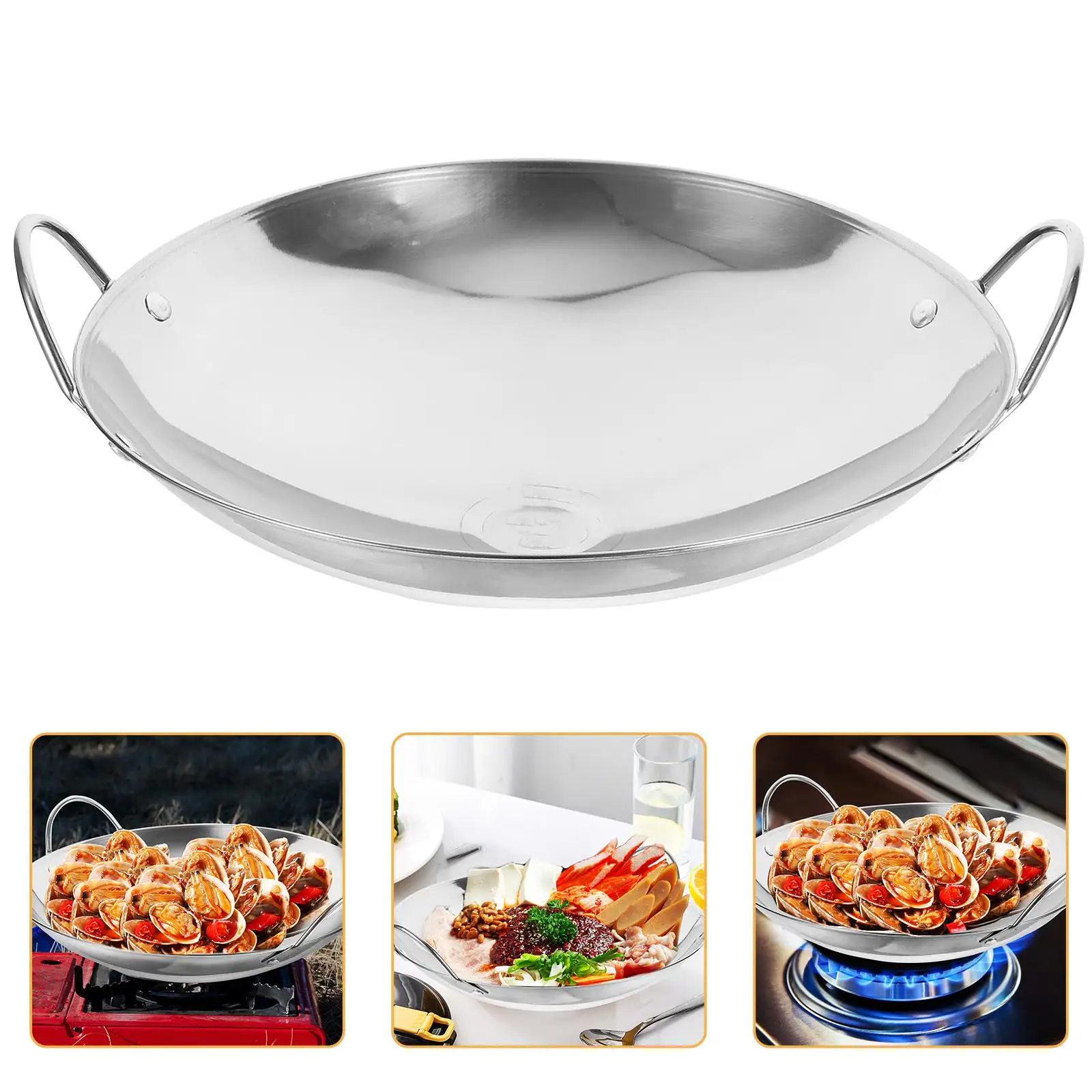 

Stainless Steel Metal Wok Easy Clean Metal Wok Household Cooking Hot With Handle Cooking Kitchen Hot Pot Pot Pan