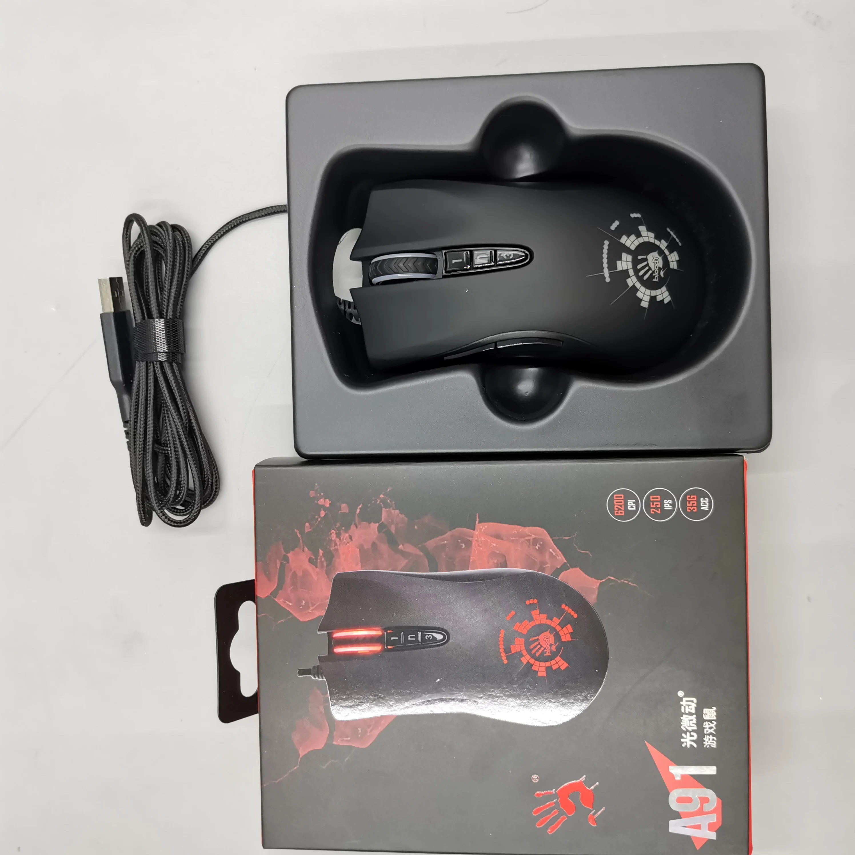 A4Tech Bloody A91 ماوس سلكي بنقرة واحدة ماكرو Io1 ماكرو محرك بصري 8 برمجة ماكرو Gamingaccessories ماوس