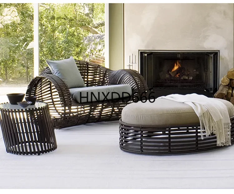Outdoor rattan sofa coffee table combination leisure rattan chair furniture