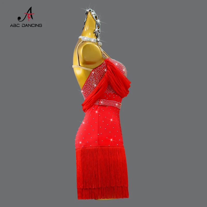 New Red Latin Dance Competition Party Dress Sports Practice Wear Woman Prom Costume Ladies Skirt Girl Samba Dancewear Customized