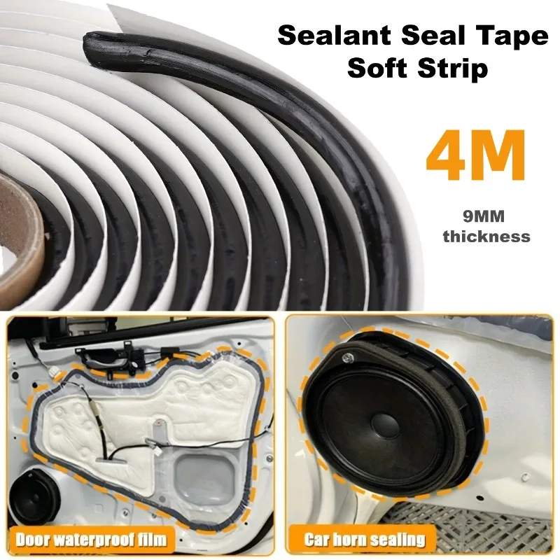 High-Elasticity Rubber Mud Black Butyl Sealant Tape for RV Car Headlights Taillights Door Snake Gum Rubber Sealant Soft Strip