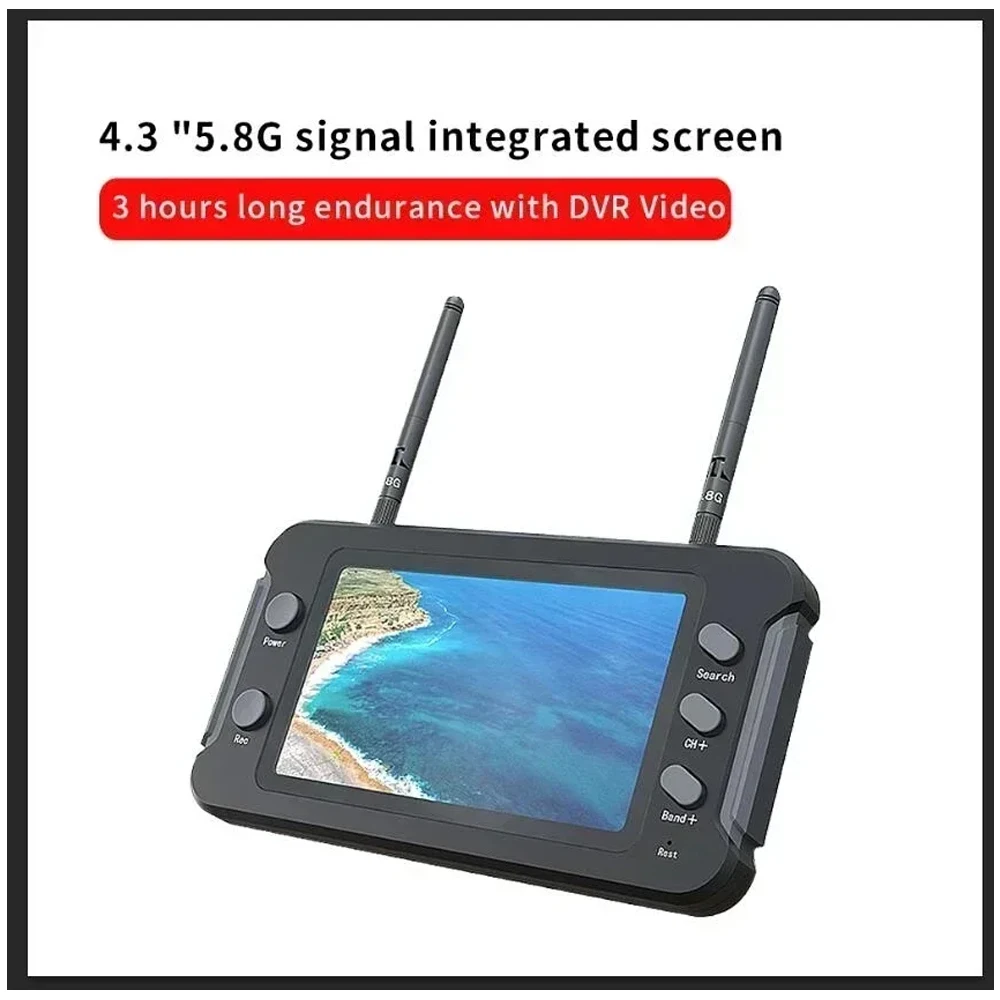 SoloGood 5.8G FPV Monitor with DVR 40CH 4.3 Inch LCD Display 16:9 NTSC/PAL Auto Search Video Recording RC FPV Multicopter