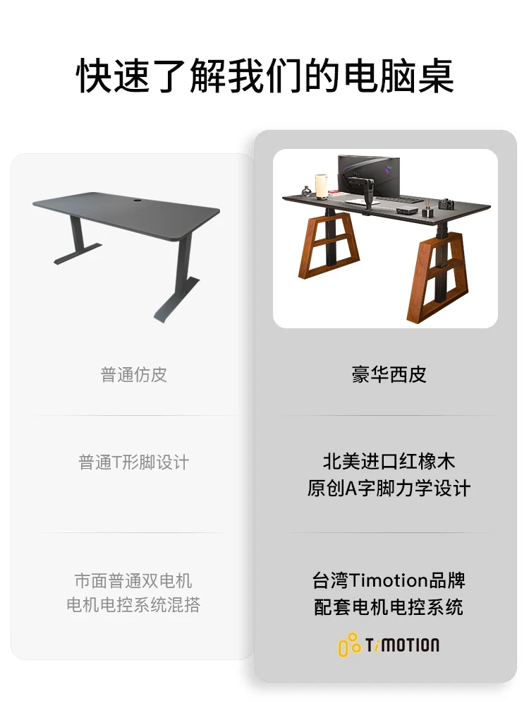 Solid wood electric lifting smart computer desk
