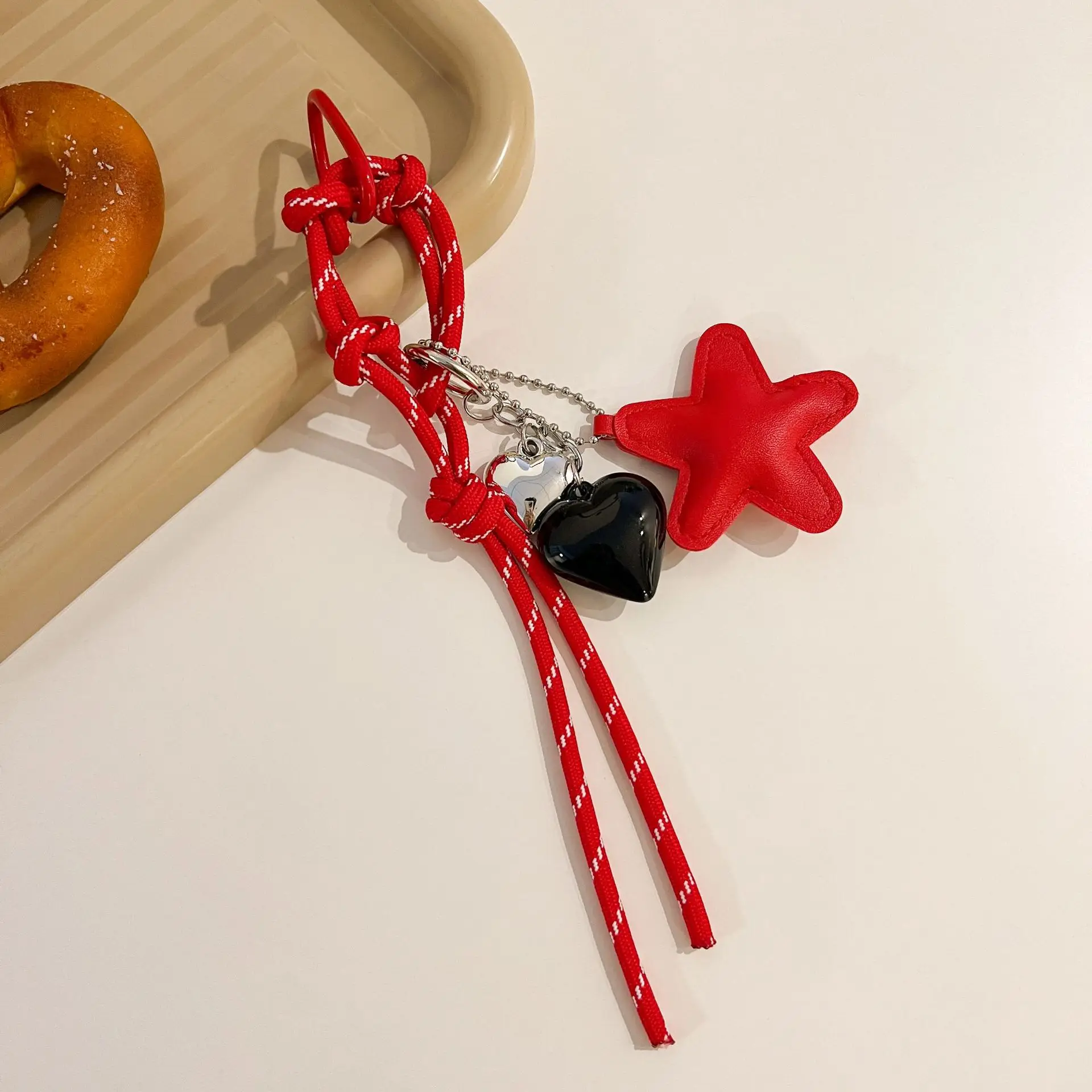 

Сумка из искусственной кожи с пятиконечной звездой, кулон, тканая веревка, подвесной кожаный брелок со звездой, подвесные аксессуары, подарок