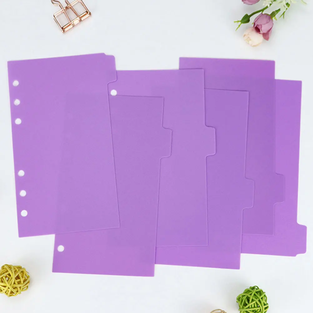 

2Sets A6 6-Hole Folder Dividers PP Material Tear-Resistant Notebook Page Separators Classification Divider Tabs for Binder