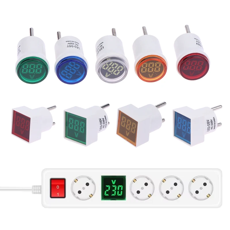 1PCS Square Digital Voltages Indicates AC220V/230V Home Circuit Tester Simple Installs Universal Home AC Voltage Meter
