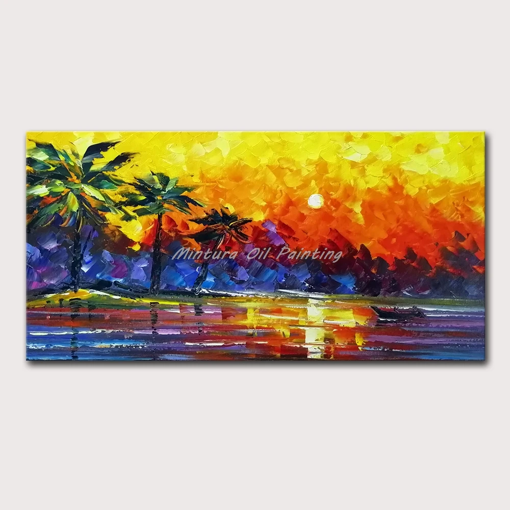 

Mintura Handmade Abstract Texture Trees Landscape Oil Painting on Canvas,Modern Wall Art Picture for Living Room Home Decoration