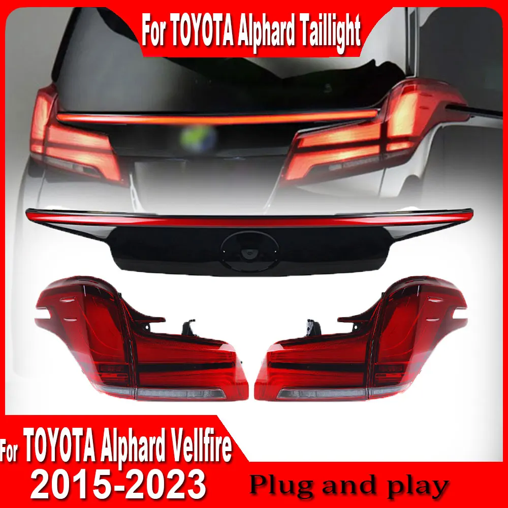 2pc Car Taillight For Toyota Alphard/Vellfire 30 Series 2015-2023 LED Through Tail Lamp DRL Brake Dynamic Signal Reverse Light