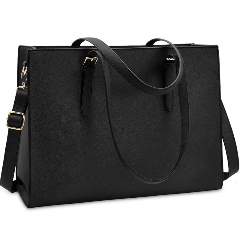 European And American Laptop Bags Cross-grained Women's Bag Multi-layered Large Single-shoulder Bag Stylish Versatile Briefcase