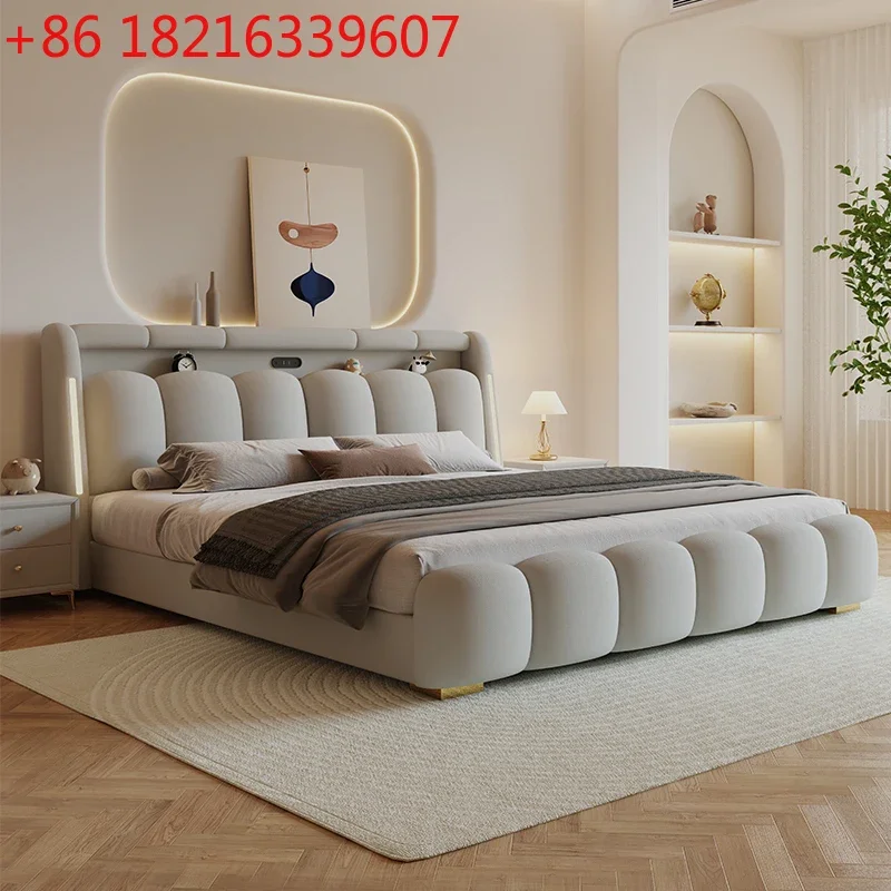TAO Fabric bed cream wind double bed bedroom 1.8 meters small apartment Nordic modern simple storage soft bag