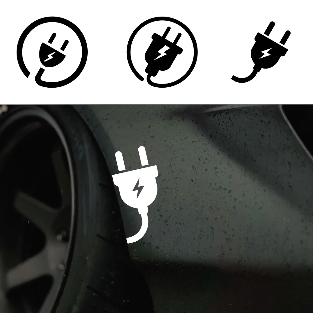 Electric Plug Lightning Sign Vinyl Sticker, Creative Personality Graphic Decal, Auto Tuning Decor Accessories for EV Car