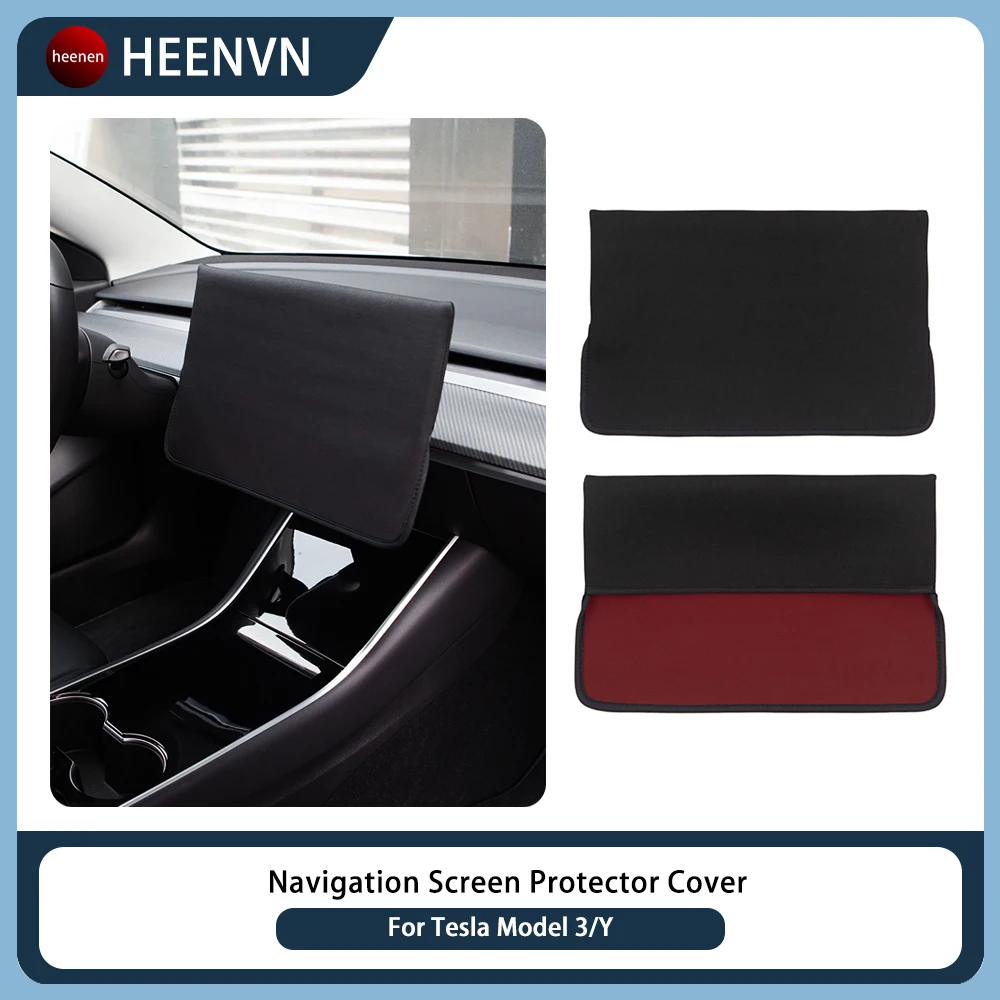 Tempered Glass For Tesla Model 3 Y 2023 Accessories Navigation Cover Sleeve On Sunshade Screen Protector Film Waterproof Fabric