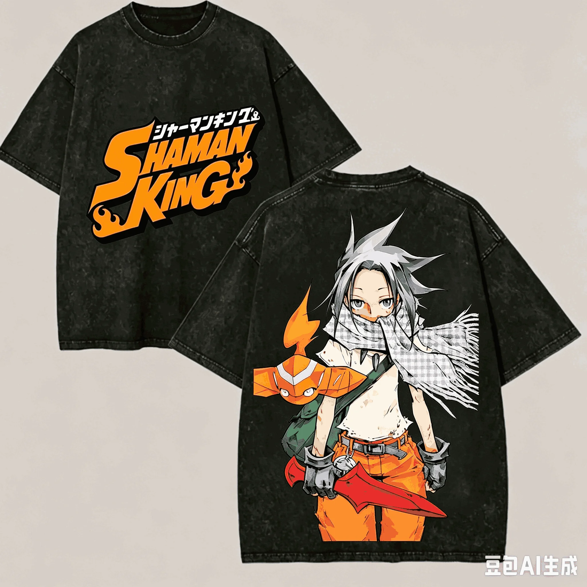 Shaman King Washed T-shirt Anime Lover Harajuku New Model Oversized Vintage Loose Classic Unisex Streetwear Couples high quality