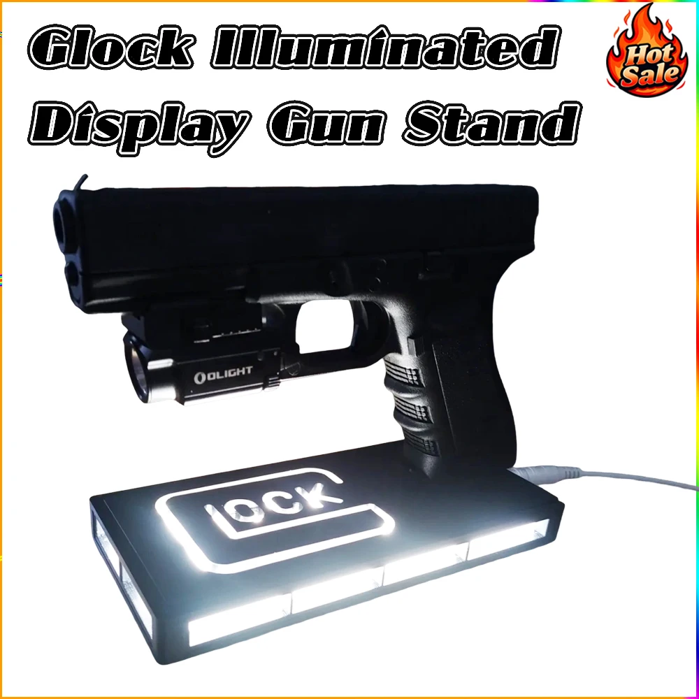 

360° LED Pistol Display Stand Base Universal Gun Rack for G-Style/Revolver/AR General Purpose Pistol Showcase Training Use Only
