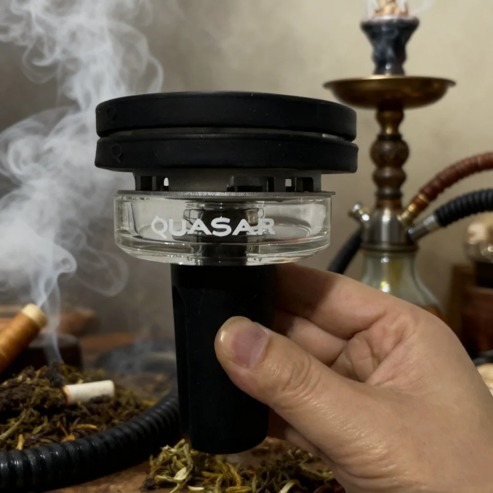 وعاء رأس الشيشة، طقم زجاجي للتبغ، نظام حرارة تشيتشا نارجيل مع ملحقات صندوق الهدايا