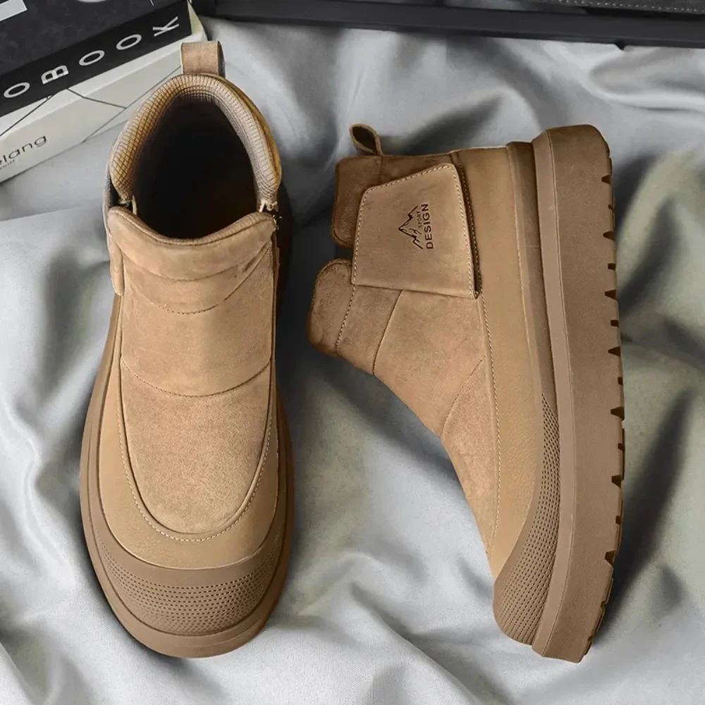 

New winter men's plush snow boots warm versatile thick-soled non-slip trendy shoes high-top with zipper winter outdoor men shoes