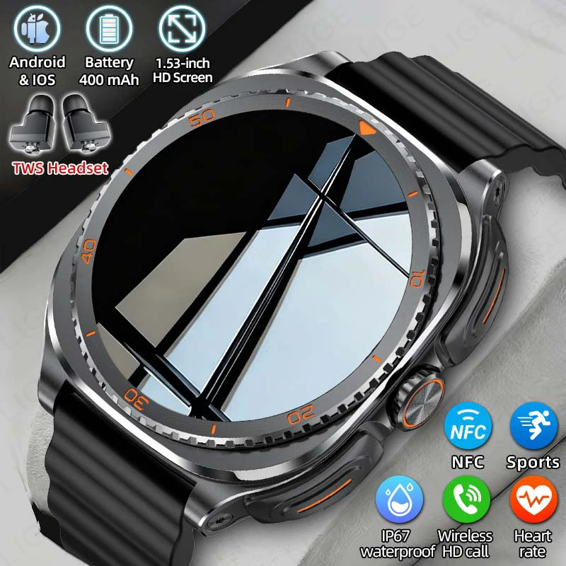 

Умные часы LIGE 2026 с наушниками TWS 2-в-1, Bluetooth-гарнитурой, NFC, измерением пульса, функцией звонков по Bluetooth для мужчин и женщин.